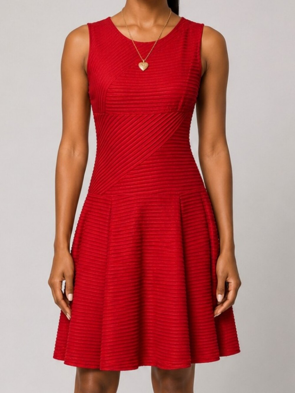 Sandra Darren Red Sleeveless Fit-and-Flare Dress